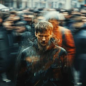Social Anxiety Portrayed As A Person in Crowd